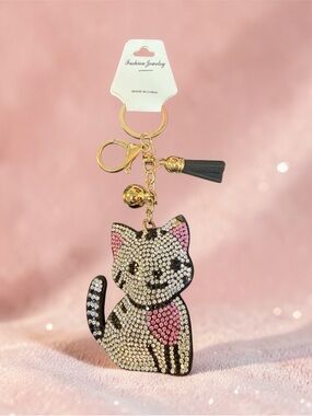 Kitty Cat Puffy Bag Charm Keychain (A785)